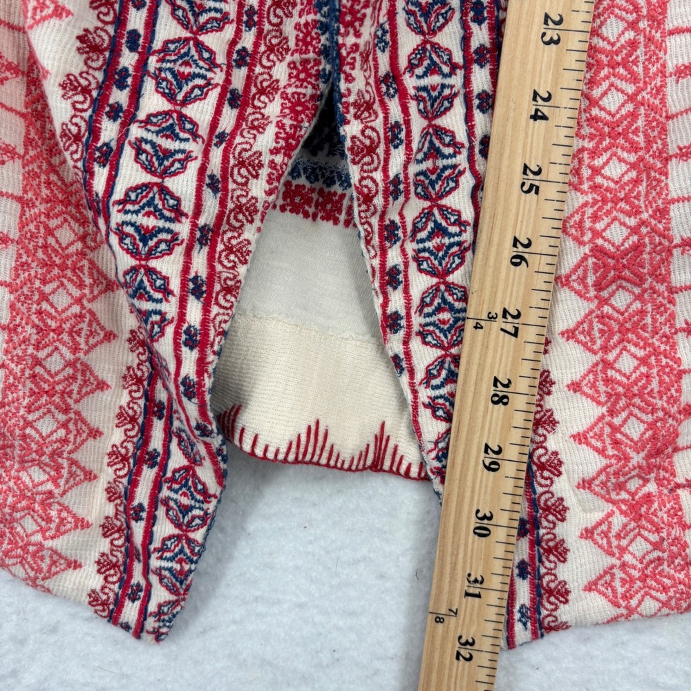 Sundance Open Front Cardigan Sweater Women XL Cream Red Blue Southwestern Print - Picture 8 of 8